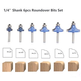 Sinoprotools Roundover Router Bits,6pcs Edge Forming Router Bit Set,Corner Rounding Router Bits 1/4 Inch shank, Radius - 1/8" 3/16" 1/4" 5/16" 3/8" 1/2"