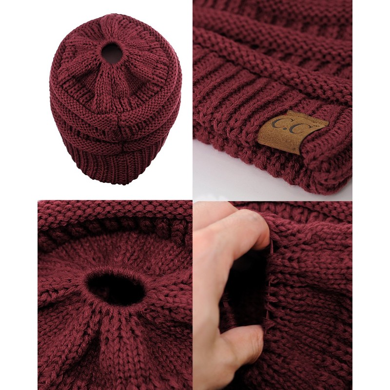 C.C BeanieTail - Gorro de punto trenzado suave y elástico