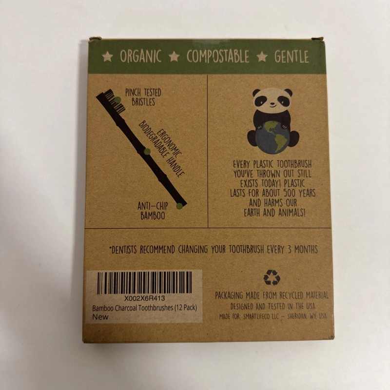Simple Life Co. Smart Life Charcoal Bristles Bamboo Toothbrush -