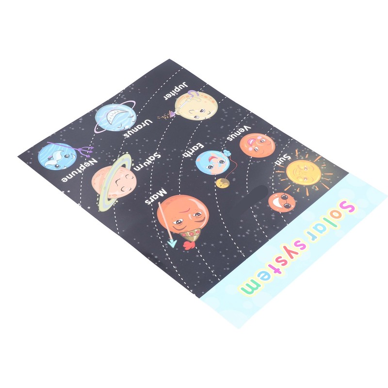 10pcs Children Cartoon Cute Solar System Poster Home School Planet