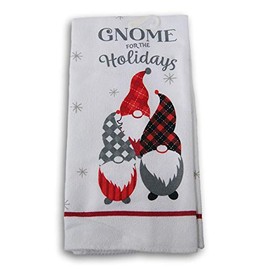 Christmas Holiday Kitchen Towel - Printed Microfiber 15 x 25 Inches (Gnome for The Holidays)