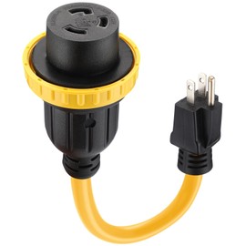 Kanayu 1ft 30 Amp to 15 Amp 110 Volt RV Adapter Cord Compatible with NEMA 5-15P to L5-30R, 3 Prong Locking RV Power Adapter 15A Household Male to 30A RV Female for RV Trailer Camper