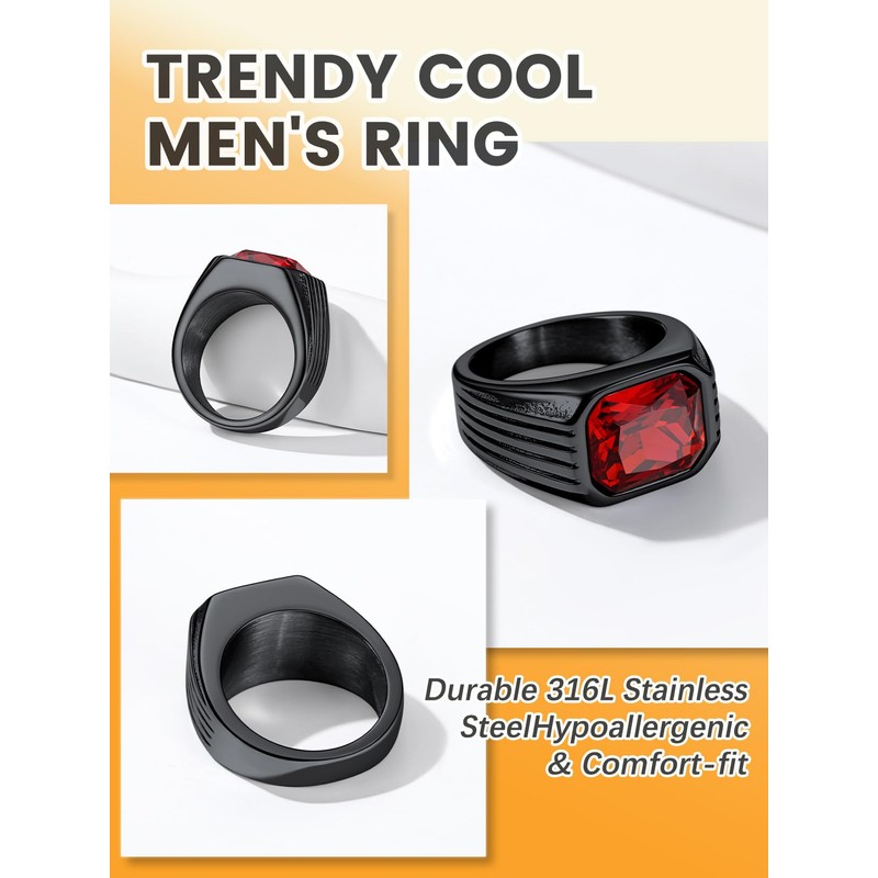 Bestyle Chunky Band Ring for Men, Stainless Steel Ring with