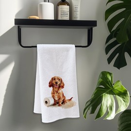 Cabana Bro Funny Dachshund Bathroom Hand Towels, Dachshund Gifts, Dog Gifts for Women Dog Lovers Decorative Hand Towels for Bathroom Decor, Funny Wiener Kitchen Dish Towels, 16x24 Inch
