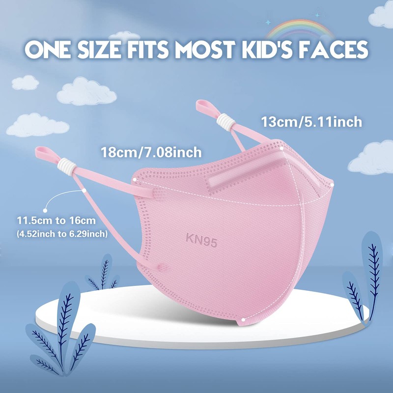 WWDOLL Kid KN95 Face Mask 50 Pack, 5-Layers Breathable KN95