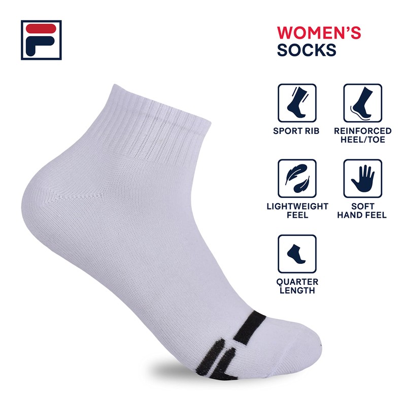 Fila womens Ankle Quarter Socks, Multi (10 Pack), One Size