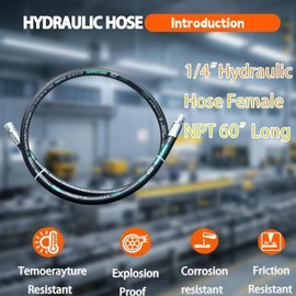 Haichy 15611-04-04-60 Hydraulic Hose 1/4" Hydraulic Hose with Male NPT X Male NPT, 60" Long, 5800 PSI