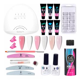 Pinky iva Kit De Polygel 6 Colores Lampara Base Top Solucion Pincel
