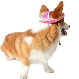 Round Brim Princess Hat Visor Hat Pet Dog Mesh Porous Sun Hat with Ear Holes for Small, Extra Small Dog Teddy, Pug, Chihuahua, Shih Tzu, Yorkshire Terriers (Pink, Medium)