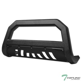 Textured Black AVT Style Bull Bar Brush Push Front Bumper Grill Grille Guard With Skid Plate For 02-05 Dodge Ram 1500/06-08 1500 Mega (Extended Crew) Cab / 03-09 2500/3500