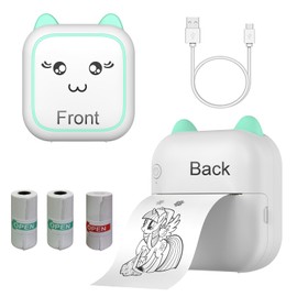 Yosugar Mini Sticker Printer,Portable Note Printer with 2 Rolls Sticker Paper,Inkless Printer Pods for Working Listing, Notes, Journal, Travel (Blue M5)