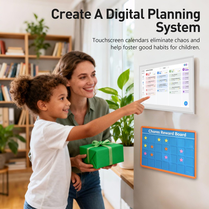 15.6" Smart Digital Calendar Frame– Touchscreen Family Calendar with Electronic