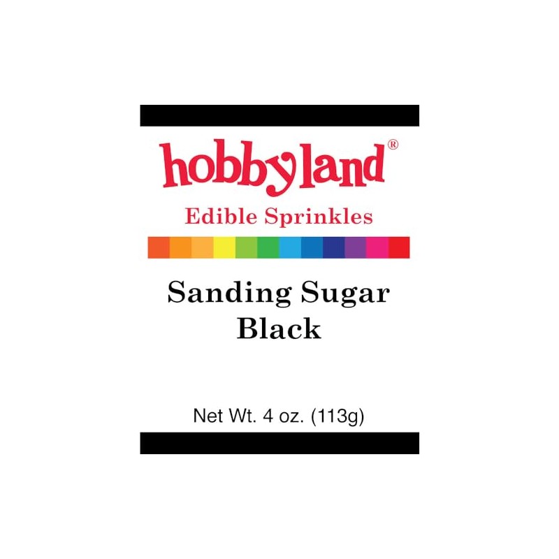 Hobbyland Edible Sprinkles, Sanding Sugar, 4 Oz (Black)