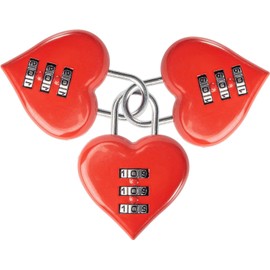 3Pcs Red Mini Heart Password Lock Small Metal Heart Shaped Padlock 3-Digit Code Combination Padlock Mini Code Lock for Travel Bags/Suitcase/Lockers/Backpacks/Jewelry Boxes Combination Padlocks