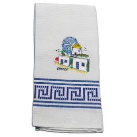 LPVIGJHK HALLOLUX Greekshops.com Decorative Embroidered Kitchen Towel feat. Mykonos 50x60cm