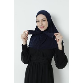 Premium Muslim Hijab for Women - Elegant Scarf - Stretchable Durable Instant Wear, Smart Hijab Close Easily (Navy Blue)