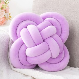 Xiashrk Knot Pillow, Decorative Throw Pillows with Soft Plush for Couch, 12" Knotted Pillows Purple Dorm Room Decor Pillow Ball Cushion for Bed Living Room