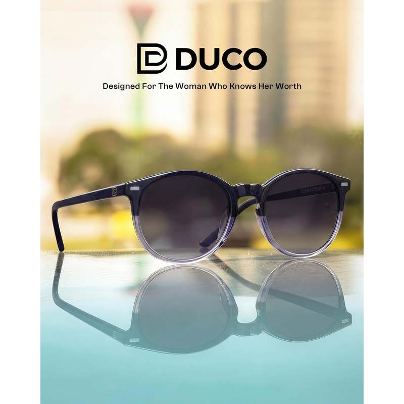 DUCO 1230 Women's Sunglasses, Round Sunglasses, UV400, Polarized Lens, Fashion