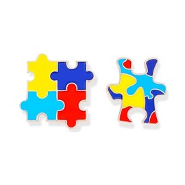 2 Pcs Autism Awareness Pin Autism Puzzles Red Ribbon Lapel Pin Multi Color Autism Puzzle Piece Brooches Accessories for Clothing Shirts Jackets (Autism Awareness C)