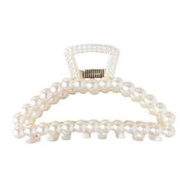 White Pearl Large Hair Clip for Thick Hair, Girls Hair Clips Claw, Big Hair Clips Claws Hair Claws for Thin, Faux Pearl Claw Clips, and Barrettes Accessories for Women/Girl