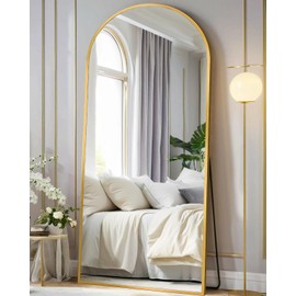 SUNQUEEN Arched Mirror Full Length, 71"×32" Full Length Mirror with Stand, Standing Floor Mirror Wall, Hanging or Leaning Large Full Body Mirror for Bedroom Living Room(Gold)