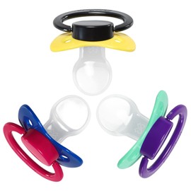 CutiePlusU Adult Size Dummy - Large Teat Shield Colour Mix 3 Paci Pack - Red Purple Black