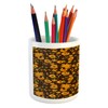 Ambesonne Floral Pencil Pen Holder, Rhythmic Eastern Style Motif Vivid
