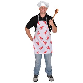 Beistle Novelty Fabric Apron, White/Red for Cooking, Grilling, and Crawfish Boils, New Orleans Mardi Gras Party Supplies, One Size