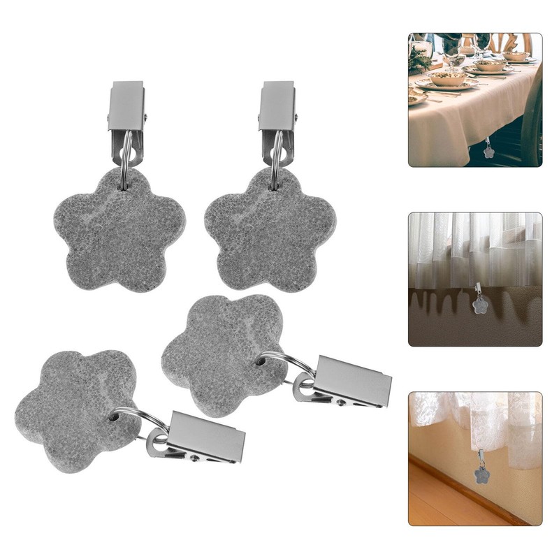 Kichvoe 4pcs Flower Shaped Tablecloth Weights Clips Wind Design for