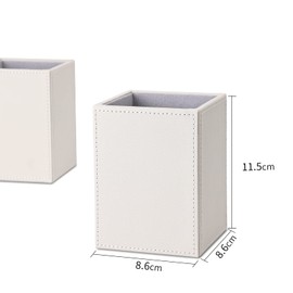 GORESE Square Leather Pen Holder, Pen Holder, Desk Organiser, Pen Box, Pencil Holder, Fountain Pen, Brush Holder, Organiser for Office, School, Household and Children, Pack of 2 (White)
