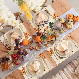 BIPASION Fall Placemats, Thanksgiving Pumpkins Truck Placemats for Dining Table Set of 4, Washable Autumn Table Place Mats, Pumpkin Kitchen Table Mats for Indoors & Outdoors