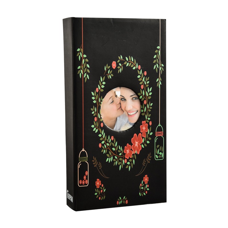 ARPAN 6x4 Designer Photo Album with 300 Pockets, Black Floral,