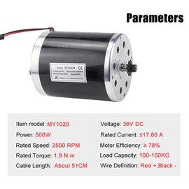 36V Brushed Electric Motor Kit 2500RPM High Speed Brush DC Motor Controller 500W Electric Dirt Bike Scooter Motor Engine with Brushed Controller for Go Cart Mini Motorcycle Upgrade and Conversion