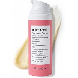 BellamiLuxx Butt Acne Clearing Treatment Cream: Body Acne Treatment Lotion for Folliculitis and Pimples on Back, Buttocks, Thighs With 2% Salicylic Acid & Tea Tree Oil - Butt Cream for Smooth Skin