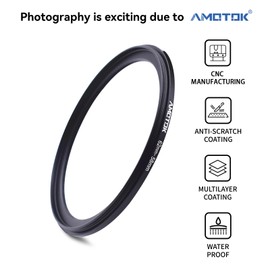 62mm Lens to 55mm Camera Lens Adapter, 62mm-55mm Filter Step Down Ring, Compatible with All 55mm Filter Accessories. Made from CNC Machined