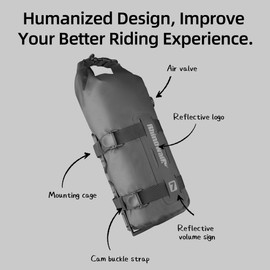 Rhinowalk Bike Front Fork Bag Waterproof Bicycle Pannier Bag 4/7L Bicycle Rolltop Dry Bag for Bikepacking