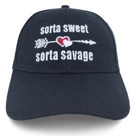 J.Ehonace Cotton Baseball Cap for Men & Women - Adjustable Strap, Soft & Breathable Unisex Hat, Sorta Sweet Sorta Savage Design, One Size Fits Most, Black