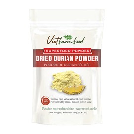 DURIAN POWDER 2.47 oz (70g) VIETFARMFOOD: Pure freeze-dried fruit powder, made from real fruit with no added sugar - Perfect for daily nutrition to keep your body full of vitality.