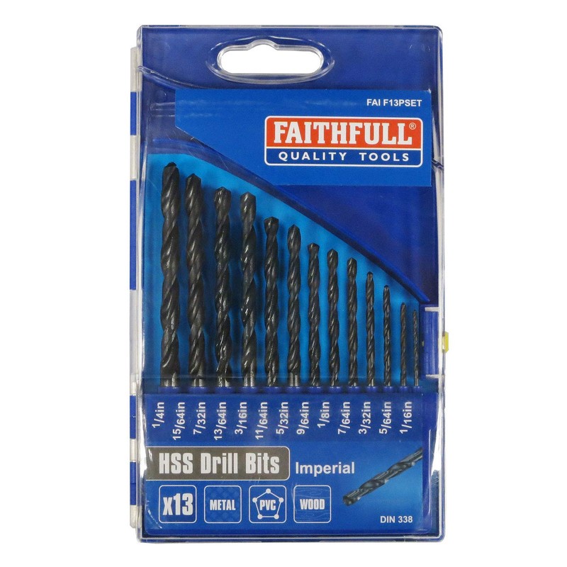 Faithfull FAIF13PSET 13 Piece HSS Imperial Drill Bit Set 1/16