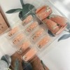 Medium Pink Square Acrylic False Nails, Fake Nails With Silver