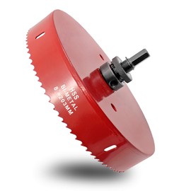 Hordion 203mm/8 inch Hole Saw Bi-Metal Saw Drilling Tool with Twist Drill Bit and L Hex Wrench for Cornhole Boards Wood Plasterboard Plywood Plastic,Red