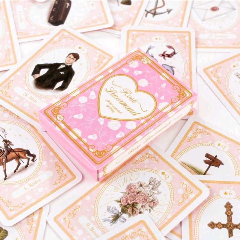 Heart Rose Norman Cards, 36 Decks, Pink Design, Divination Cards,
