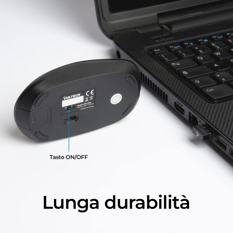 Vultech MW-08 Optische Wireless Maus 1600 DPI Kabellos, 2,4 GHz