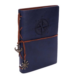 A5 Vintage Leather Notebook Travel Journal Diary Refillable Binder Notebook Softcover Notepad Embossed Blank Kraft Paper Writing Drawing Note Pad Daily Planner Personal Organiser with Retro Pendants