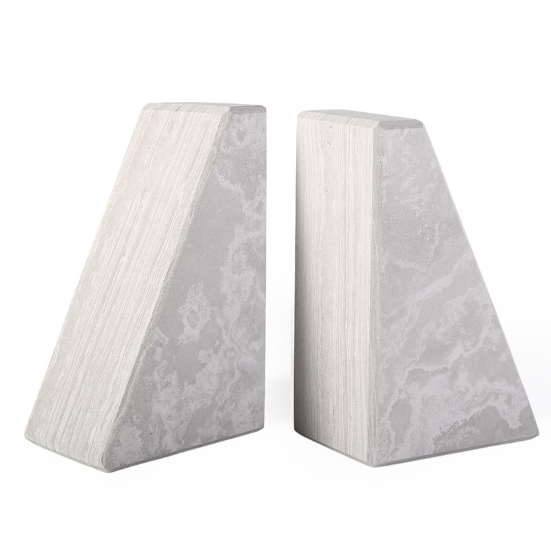 Marble Bookends for Heavy Books, Decorative Book Ends for Shelves,