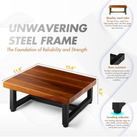 FANATU Wooden One Step Stool, Heavy Duty Step Stool for Adults & Kids, Supports up to 500lbs for Kitchen, Bathroom or Bedside Use (Acacia Wood)