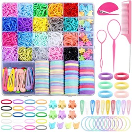 1544 PCS Accesorios para Cabello Niña, Conjunto Completo Kit para Peinar Niñas, Durable y hermoso, no Daña el Cabello, Viene con Una Caja de Almacenamiento Portátil, Adecuada para Niños y Mujeres