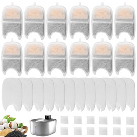36Pcs Cat Water Fountain Filter Replacement, Pet Water Fountain Filter for FEELNEEDY 135 fl oz/4L Cat Water Fountain, Dog Fountain Filter, With 12Pcs Filters Replacement and 24Pcs Pump Filter Sponges