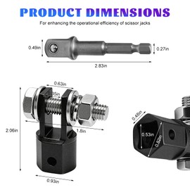 Scissor Jack Drill Adapter, Jack Drill Connector for 1/2 Inch Impact Wrench or 13/16 Inch Lug Wrench, Sturdy Power Drills & Scissor Jacks Connector for Car RV Trailer (with Impact Drill)