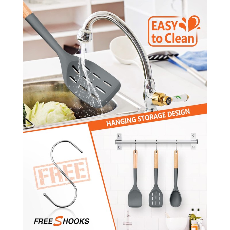 Pack of 3 Silicone Spatula, Non Stick Cooking Utensil Set,